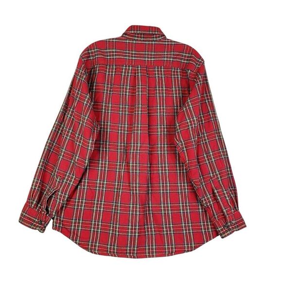 LL Bean Shirt Mens Red Plaid Flannel LS Button Down Size Medium M Cabin Lodge - Picture 3 of 11